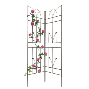 Set di 2 tralicci da giardino in metallo antiruggine marrone da 180 cm x 45 cm per piante rampicanti, supporto per fiori da esterno - Product Image 1