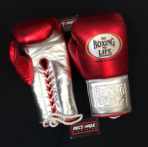 ถุงมือชกมวยหนังแท้ Custom No Boxing No Life สำหรับฝึกซ้อมและแข่งขัน แบบรัดสายรูดและผูกเชือก - Product Image 1