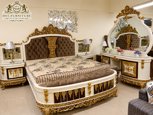 High-<b>End</b> European Empire Hand Carved Traditional King Size Bedroom Furniture Set Custom Durable Teak Wooden <b>Bed</b> Night Stand - Product Image 1