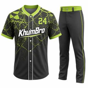 KhumBro Baseball Jersey Set Men's Short Sleeve Sublimated Uniform Black Yellow Striped <b>Athletic</b> Fit Quick Dry Polyester - Product Image 4