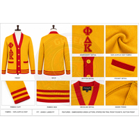 Cardigan en tricot universitaire pour femmes NSPDK, col en V, boutons sur le devant, manches longues, bordure côtelée rayée, broderie, style preppy