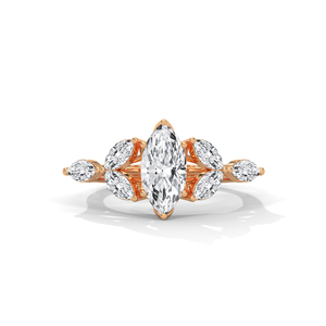 Anillo de Moissanita Marquise en Oro Rosa, Corte Ovalado, Anillo de Boda, Joyería de Compromiso Vintage - Product Image 1