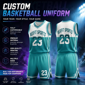 Ensemble d'uniformes de basketball personnalisés Rexfit Sports, maillot et short imprimés par sublimation, vêtements de sport respirants pour hommes, femmes et jeunes - Product Image 2