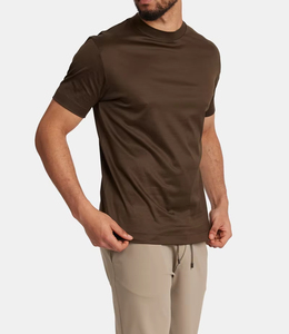 T-shirt personnalisé pour homme, col rond, coupe classique, gris uni, style décontracté, bordure contrastée, 100% coton biologique, 320g, logo sur le devant - Product Image 5
