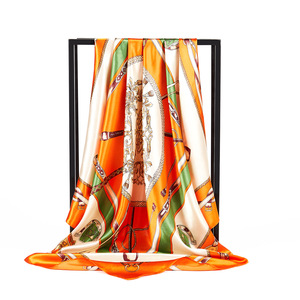 Elegant 100% <b>Silk</b> Satin Square Scarf Women Solid Digital Printed Muslim Fashion Accessory All Seasons Multi-Functional <b>Wrap</b> - Product Image 5