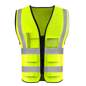 Gilet de sécurité réversible haute visibilité vert fluorescent réfléchissant pour homme, respirant, décontracté, avec poches, à enfiler - Product Image 1