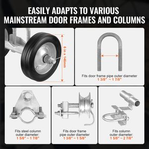 6FT Heavy Duty Sliding Gate Hardware <b>Kit</b> C Type Wheel Carrier with Two 6\" Wheels for <b>Rolling</b> Gates and Slides - Product Image 4
