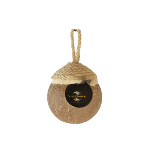 Nichoir pour oiseaux en forme de noix de coco, en bois naturel, rond, durable, pour petits oiseaux, toutes saisons, style simple - Product Image 6