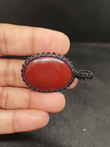 Joyería trenzada hecha a mano exclusiva, collar con colgante de cuentas de ónix rojo con nudo de macramé para mujer, regalo de alta calidad - Product Image 2
