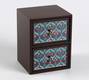 <b>Storage</b> Organizer for Desk Classic Style Stackable Design Wooden Jewelry Box with Double Drawers Floral Pattern office home use - Product Image 4