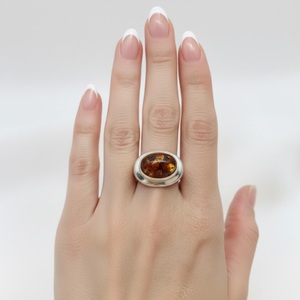 Bague unisexe en argent sterling 925 avec ambre baltique naturel, faite à la main, bijoux en pierres précieuses pour la vente en gros - Product Image 4