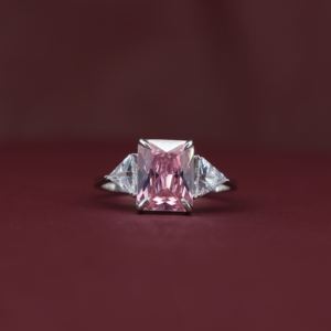 Moissanite Three Stone <b>Ring</b> Asscher Cut Geometric <b>925</b> <b>Silver</b> Prong Setting Classic Women's Engagement <b>Ring</b> - Product Image 3
