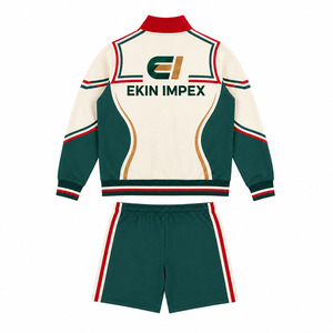 Custom Logo Men's <b>Retro</b> Racing <b>Tracksuit</b> Vintage Track Jacket and Shorts Set 2 Piece Streetwear Colorblock - Product Image 2