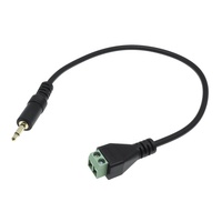 Connecteur audio 3,5 mm, 2 broches, bornes à vis, sans soudure, en laiton plaqué or, câble adaptateur noir/vert, 26-14AWG, connecteur pour haut-parleur