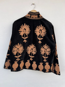 MONIT MARKETING Velvet Fabric Vintage Suzani Embroidery <b>Reversible</b> Bomber <b>Jacket</b> Thermal Women's Floral Pattern Handmade Autumn - Product Image 2