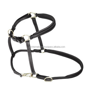 Harnais pour cheval en cuir épais noir et marron, sur mesure, avec surpiqûres contrastées et rembourrage doux, disponible dans toutes les tailles et couleurs - Product Image 3