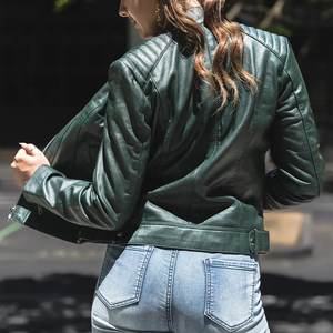 Chaquetas de mujer verdes con logotipo personalizado de alta demanda, chaqueta vintage para invierno, abrigos de cuero elegantes, chaquetas bomber auténticas, ropa de calle. - Product Image 6