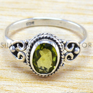 Anillos de Plata de Ley 925 Hechos a Mano con Piedra Preciosa de Peridoto Natural, Anillos de Plata Fina Ligeros, Joyería Hecha a Mano al por Mayor - Product Image 2
