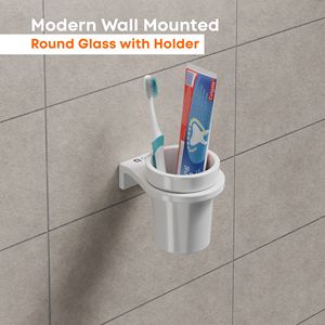 Dual Round Glass Tumbler Holder Wall Mount Twin Cup Metal Frame Heavy Duty Double Bathroom <b>Storage</b> Organizer Rustproof - Product Image 2