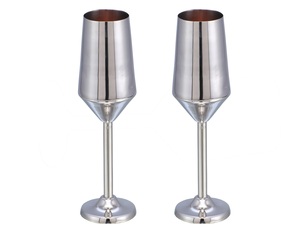Juego de 2 Copas de Vino de Acero Inoxidable de 8 oz, Libres de BPA y Plomo, Diseño Clásico, Hechas a Mano, Ecológicas - Product Image 2