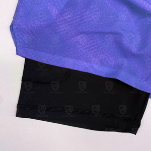 Shorts de sport 2 en 1 pour homme, taille élastique, couleur unie, polyester, séchage rapide, compression, course en extérieur, ajustés, été - Product Image 4