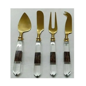 Designer <b>Cheese</b> <b>Knife</b> <b>Set</b> With Stone Handles and Gold Blades Durable Stainless Steel <b>Cheese</b> Tools for Serving and Cutting <b>Knives</b> - Product Image 4