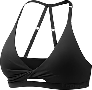 Sujetador deportivo personalizado para mujer, de alto soporte, con espalda cruzada y diseño frontal retorcido, con almohadillas extraíbles, transpirable, para yoga, fitness y entrenamiento. - Product Image 3
