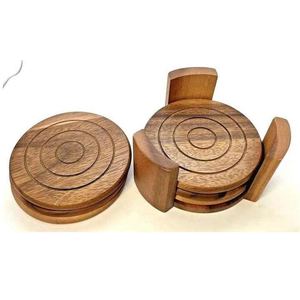 Juego de 6 Posavasos Redondos de Madera TIMELESS CRAFT, Estilo Chino, Duraderos, con Color Personalizado para Tazas de Té y Café - Product Image 4