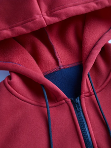Red, <b>White</b> & Navy Colorblock <b>Zip</b> <b>Up</b> Hoodie | Custom Men's Fleece Sweatshirt Manufacturer | Wholesale B2B Apparel Bangladesh - Product Image 6