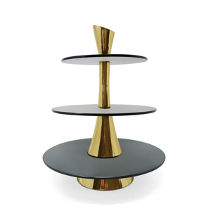 Support à gâteau en métal plaqué or de haute qualité, forme cage à oiseaux, 2 niveaux, plateau miroir, présentoir à desserts, accessoire de décoration pour la maison et l'hôtel - Product Image 4