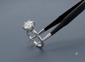 แหวนแต่งงานเพชรทรงบริลเลียนต์ 2.5 กะรัต ทองคำแท้ 14K เพชรเลี้ยงในห้องปฏิบัติการ 6 กรงเล็บ ประดับด้วยวงแหวนซ่อนรอบเพชร ดีไซน์คลาสสิกสำหรับผู้หญิง เครื่องประดับชั้นดี IGI - Product Image 3