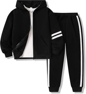 Conjunto de Sudadera con Capucha y Pantalones Deportivos para Niños y Niñas, Traje Deportivo de Algodón y Felpa para Invierno y Otoño - Product Image 1