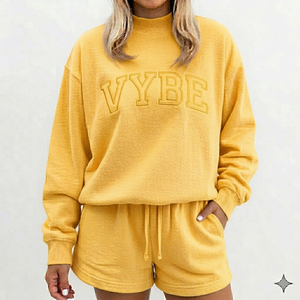 Ensemble court en molleton épais pour femme, col montant, style streetwear, deux pièces, chaud et élégant, pour la saison froide, vêtements décontractés - Product Image 1