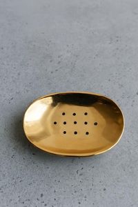 Porte-savon ovale en laiton, finition naturelle, facile à transporter, avec trous de drainage, accessoires de salle de bain, décoration de luxe - Product Image 6
