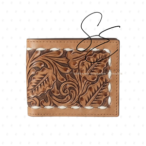 Portefeuille bifold en cuir véritable SEHRAINN Western fait main, pour homme, vintage, gaufré, fermeture pliante, court, usage quotidien - Product Image 3