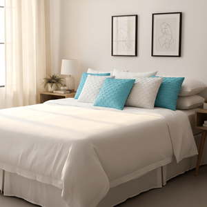 SOGA Lot de 6 housses de coussin décoratives à bords festonnés de 45 cm, 3 menthe douce et 3 blanc pur, pour canapé, chambre et salon - Product Image 5