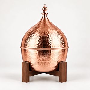 Calentador de Alimentos de Acero Inoxidable Martillado Vintage con Tapa y Soporte de Madera, Diseño Moderno y Lujoso, Apto para Inducción y Gas, 24 cm de Diámetro - Product Image 3
