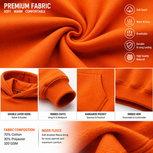 เสื้อฮู้ดลายกราฟิกฮาโลวีนสำหรับผู้ชาย สีส้ม แบบสวมหัว พิมพ์ลาย 3 มิติ รูปฟักทอง ค้างคาว บ้านผีสิง และสุสาน - Product Image 5