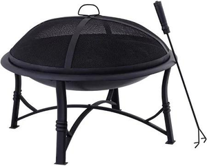 เตาผิงเหล็กทรงสี่เหลี่ยมผืนผ้าสีดำสไตล์โมเดิร์นเคลือบสีฝุ่นแบบพกพาสำหรับพื้นที่ใช้งานกลางแจ้ง แข็งแรงทนทานสำหรับสวนหลังบ้าน - Product Image 3