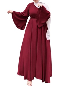 2025 estilo Dubái Color sólido gasa Abaya para mujeres con cinturón de corbata verano transpirable ecológico capilla tren vestido musulmán - Product Image 5