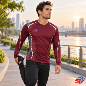 Men’s Quick Dry Long Sleeve Sports T <b>Shirt</b> Custom Moisture Wicking Running Top - Product Image 3