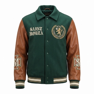 Veste de sport en PU de qualité supérieure pour homme, beige, logo brodé, col rabattu, vêtements décontractés d'automne, ODM OEM disponible - Product Image 3