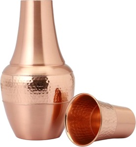 Botella de Agua de Cobre Puro Premium, a Prueba de Fugas, Recipiente de Cobre Ayurvédico para la Salud, Botella de Agua Deportiva sin Costuras de 1000 ml para Yoga y Oficina - Product Image 1
