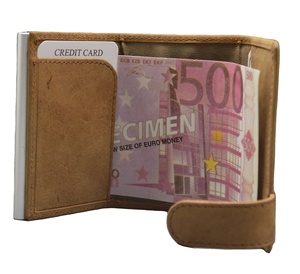 Suede Minimalist Card <b>Holder</b> Wallet with Clip Closure Brown Leather Front Pocket 30 mm Thickness - Product Image 5