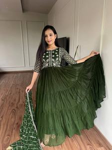 Última Moda India, Vestidos Largos, Salwar Kameez, Kurtis, Estilo Anarkali, Traje Listo para Usar de Georgette Sintética Pesada para Bodas Especiales - Product Image 3