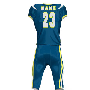 Ensemble d'uniformes de football américain pour hommes, maillot à col en V à manches courtes et pantalon, imprimé par transfert thermique, polyester/coton, évacuation de l'humidité - Product Image 5