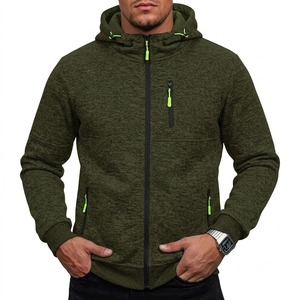 Men's Hooded Zip-Up Sweatshirt Solid Color Knitted Casual Autumn Wear Regular Fit Polyester Cotton Blend Breathable 2027 - Product Image 4