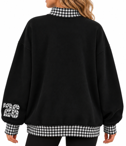 Premium Quality Women Oversized <b>Mock</b> Neck Sweatshirt 100% Cotton Soft Custom Logo Printing Drop Shoulder Pullover - Product Image 3