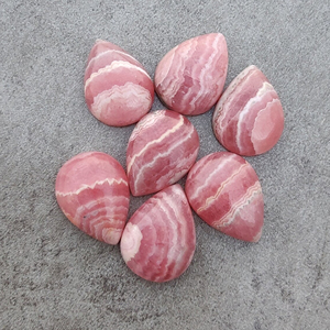 Cabochon de rhodochrosite naturelle, forme poire, dos plat, calibré, pierre précieuse rose - Product Image 6