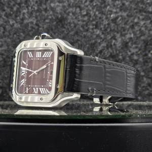 Reloj Unisex de Lujo Cuadrado de 41 mm con Movimiento Mecánico Automático, Cristal de Zafiro, Esfera Roja con Rayos de Sol, Números Romanos, Acero Inoxidable, Estilo Hip Hop - Product Image 4